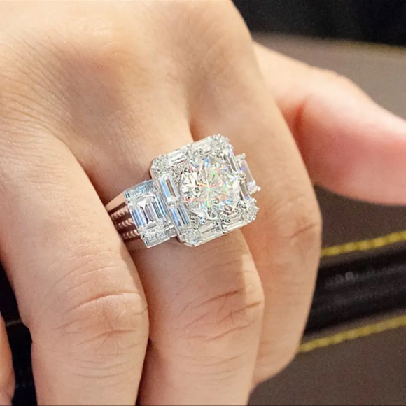 5 Ct Round Simulated Diamond Cluster Bling, Iced Out, Unisex, Badass Ring Sz 9 - Picture 6 of 13